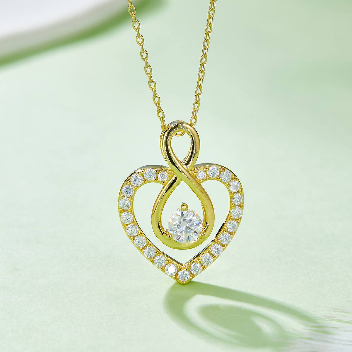 Round main stone infinite love pendant S925 silver Moissanite cherry stone D-grade 1.0CT